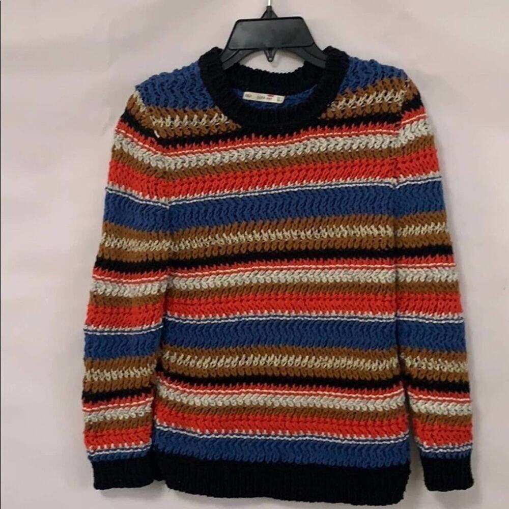 ZARA KNIT MULTICOLORED CABLE KNIT SWEATER SZ S